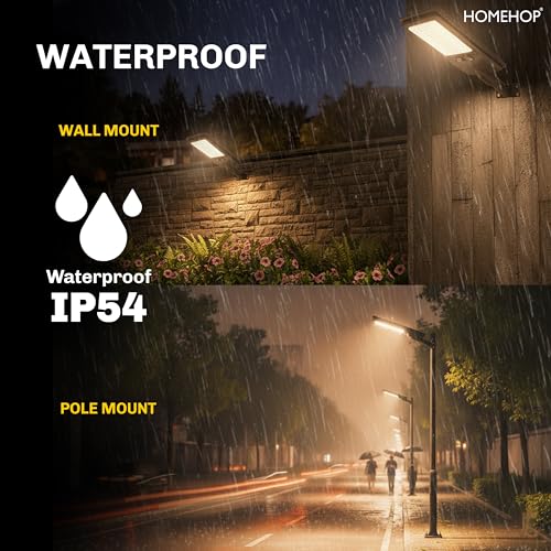 Image of Homehop Solar Light Outdoor Home Garden 150W Wireless LED Street Night Lamp | Solar Street Light Outdoor Wall Automatic Waterproof Motion Sensor for Yard, Pathway and Road with Pole (Warm,10000mAh, ABS)