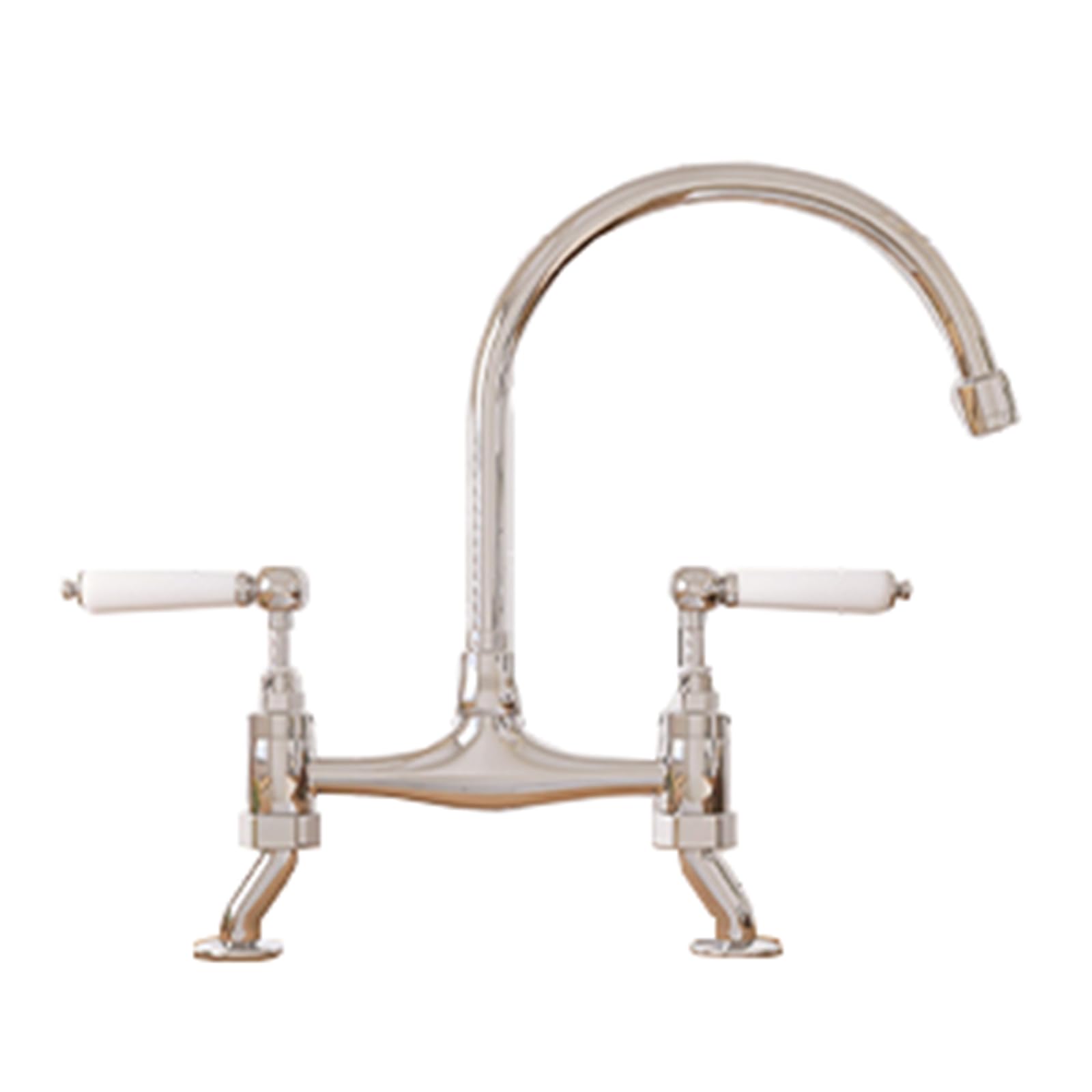 ZYCHSJXA Kitchen Taps for Sink Mixer Double Hole Brass Bridge Tap Rotatable Handle,Chrome-Plated Silver