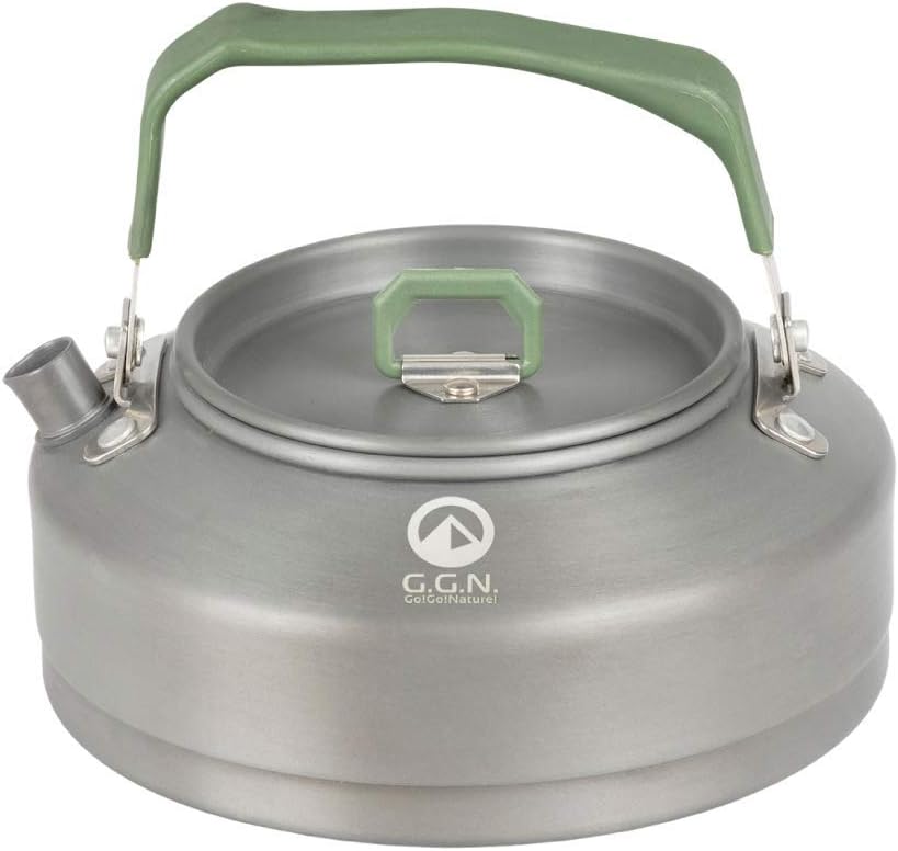 Go! Go! Nature! - Camping Kettle, Grey/Green, 15.3 x 6.3 cm, 0.8 L Capacity