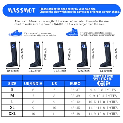 Image of 23.62 Inch Rain Shoes Cover for Men Women, Tall Waterproof Shoe Cover Protector, Reusable PVC Shoe Cover for Rainy Season with Reflective Strips for Outdoor Activities and Rainy Season