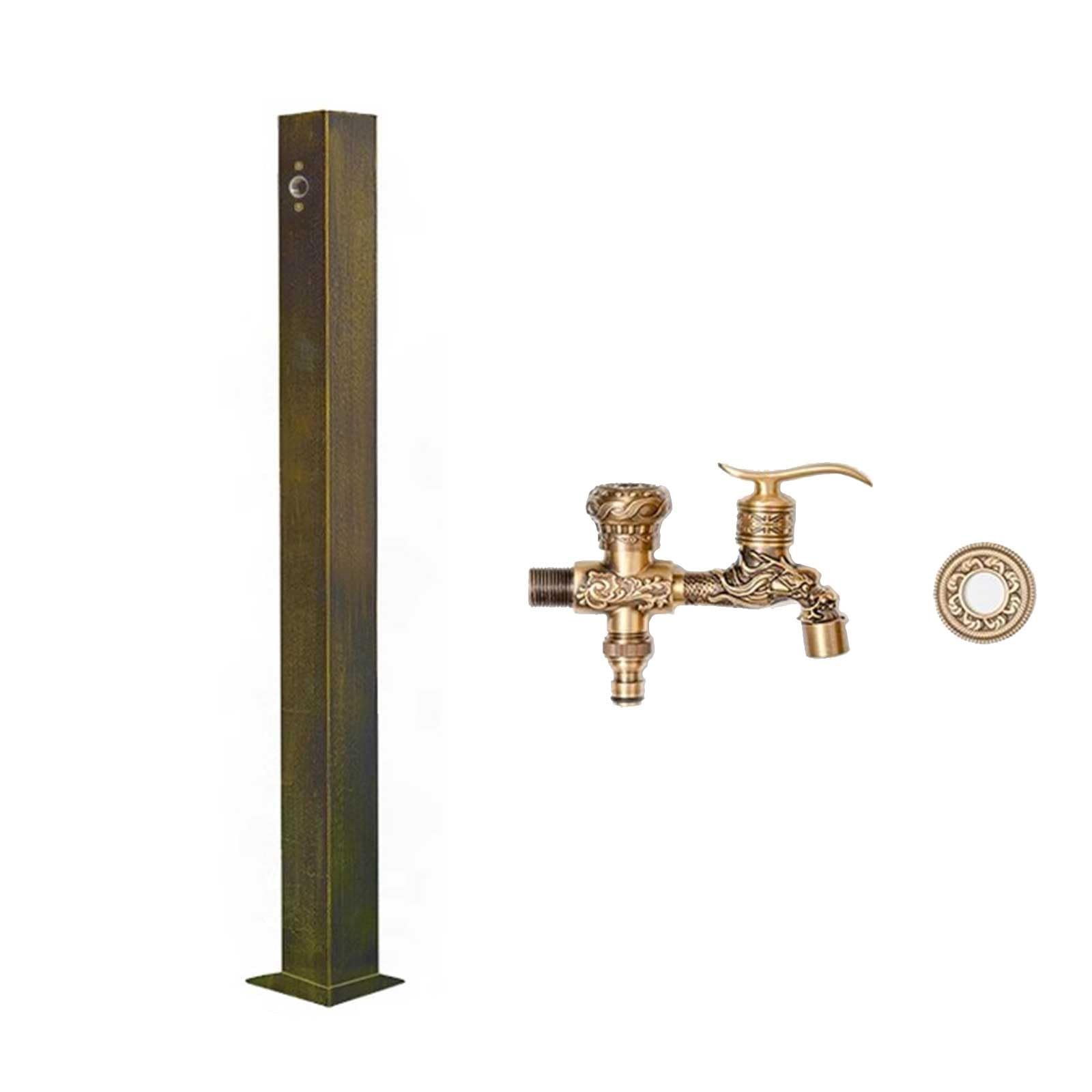 BHGFYXBS Stainless Steel Freestanding Garden Water Column, Antifreeze Hose Stand With Faucet, 31In Vertical Water Feature For Family Gardens & Villa Courtyards,size_name-81cm/31in