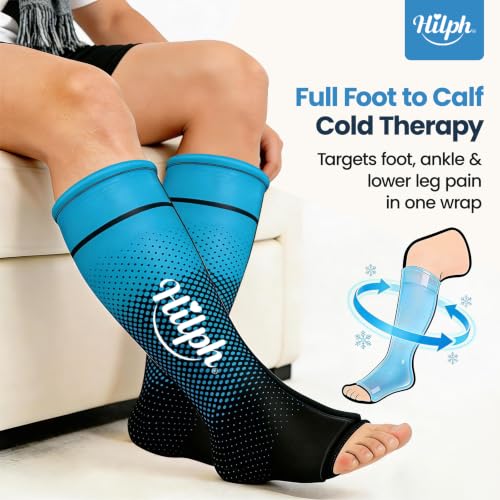 Image of Hilph 2PCS Full Calf Ankle Ice Pack Wrap, Extended Leg to Foot Ice Sleeve