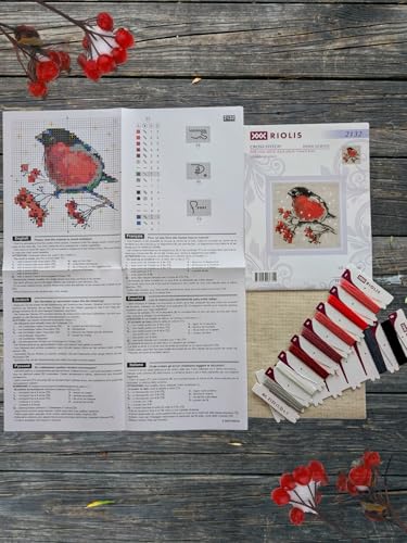 Image of RIOLIS - Winter Guest 2132, Animals Cross Stitch Kits 4 inchx4 inch, Cross Stitch Kits for Beginners & Advanced, Crossstitching Kits Adult, Counted Stitching Kits, Embroidery Kit