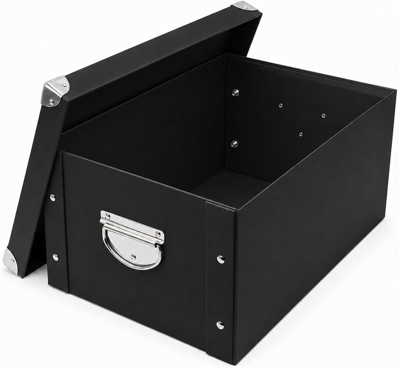 GUOZI Collapsible Storage Box, Decorative Memory Box with Lid & Metal Reinforced Corners, Cardboard File Bin with Handles, Organizer Gift Box for Keepsake Toy Photos Office Nursery Wardrobe Bookshelf