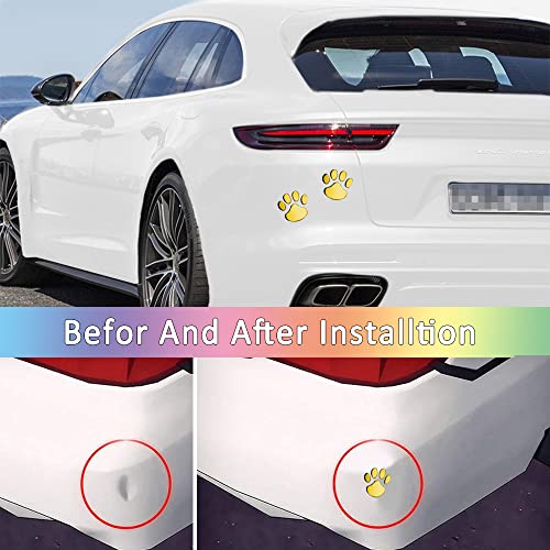 3D Chrome Bear Dog Paw Footprint Car Sticker Decal, Auto Car Emblem Decal Decoration, Footprint Styling Vehicle Decals Stickers Decoration Fit For Cars Bumper Window Laptop Luggage Car Accessories (Gold) #TOP2