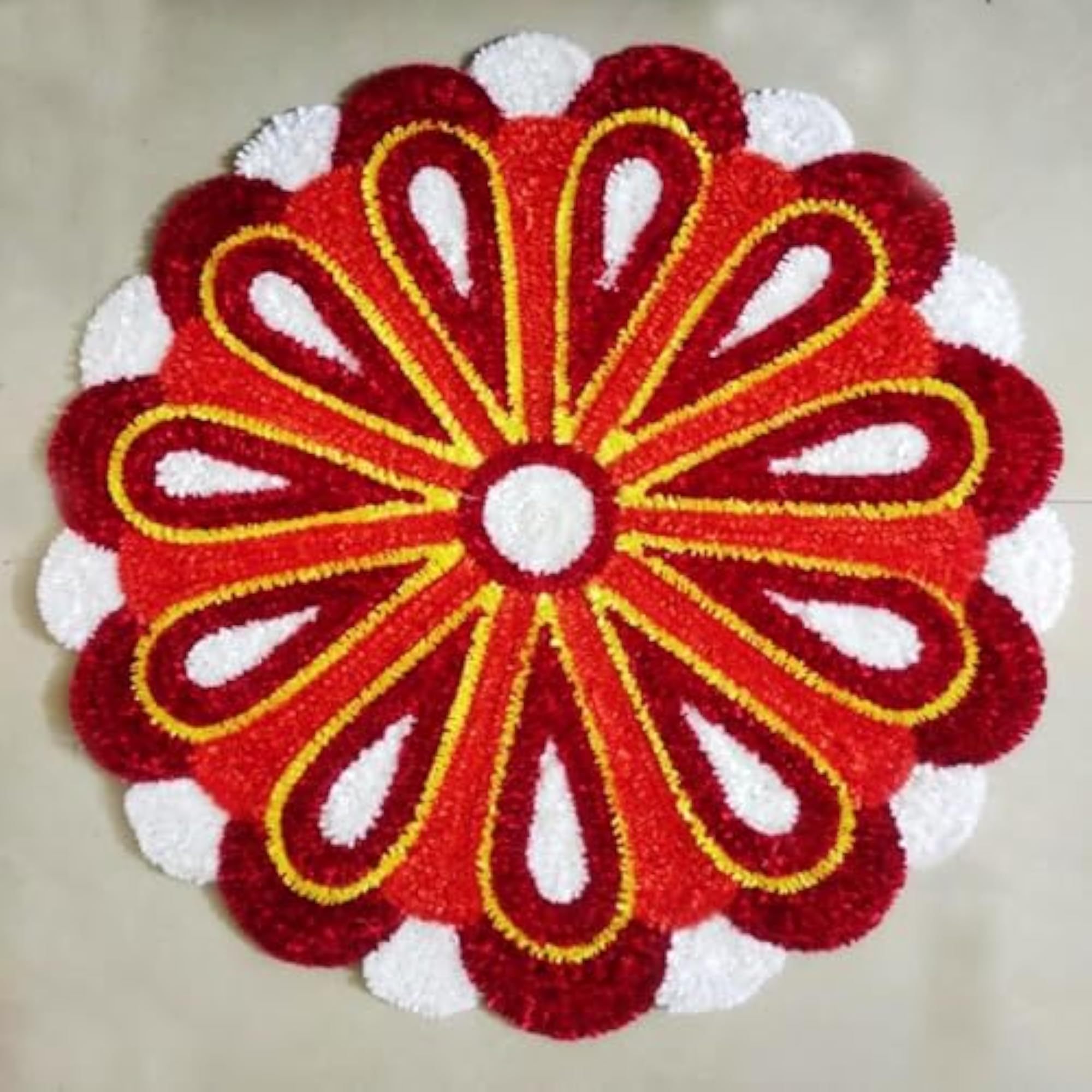 Rangoli Round Doormat Rugs Non Slip Machine Washable