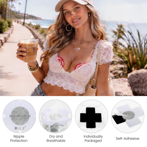 Image of Glitters Pasties Rave Pack Nipple Covers Stickers Disposable Sticky Breast Petals Bra Set for Women Rave Outfit Party