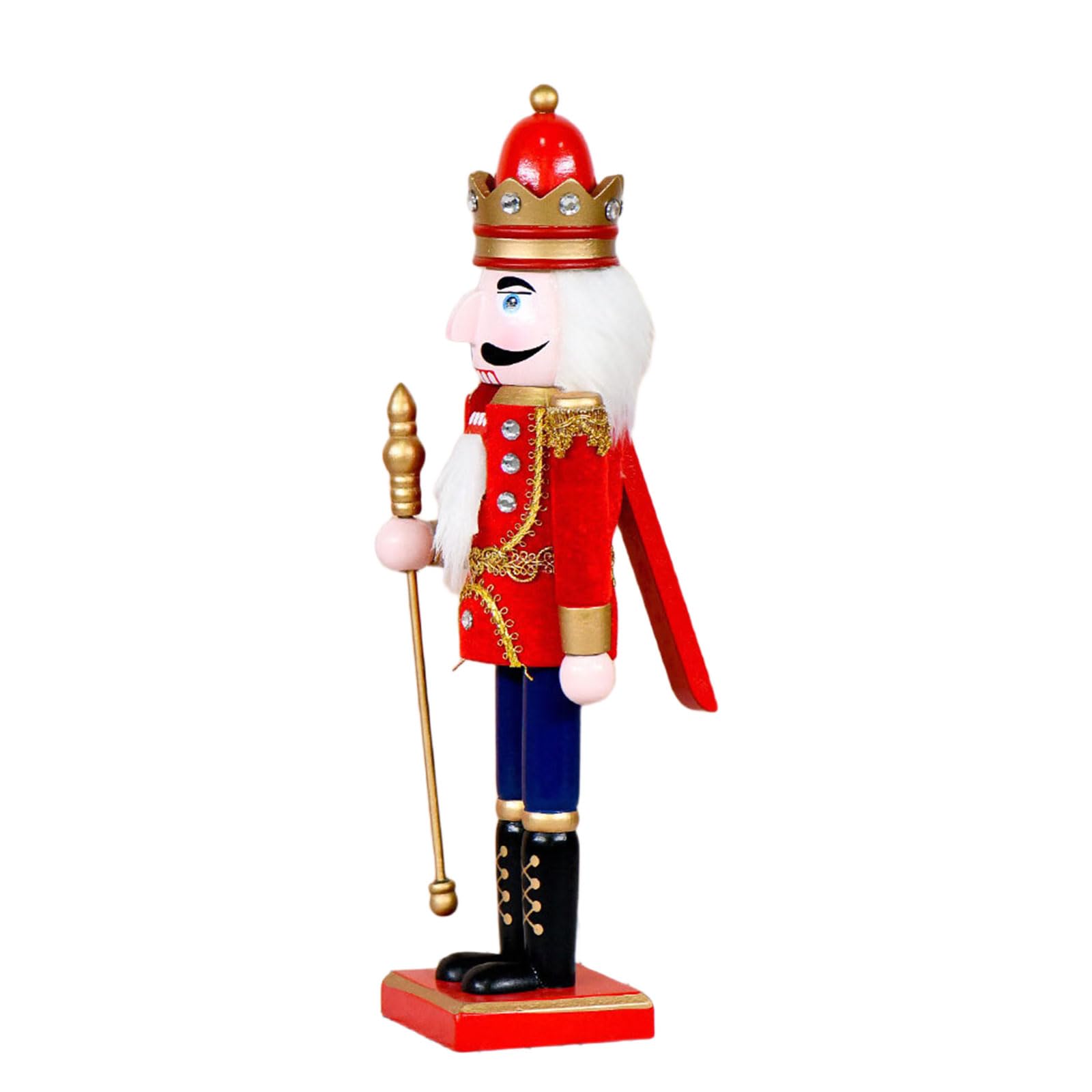 36 cm große Nussknacker-Figur aus Holz, Motiv: König mit königlichen Zeptern, Weihnachtsfigur, Sammlerstück, Dekoration für Zuhause, Tischregal, Dekoration