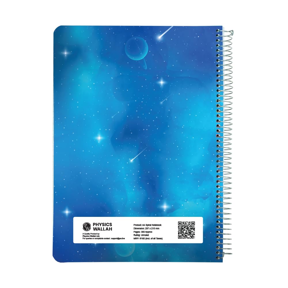PW Quaderno con rilegatura a spirale, formato A4, 300 pagine, senza righe, per studenti e ufficio, registro a spirale per scrivere e prendere appunti