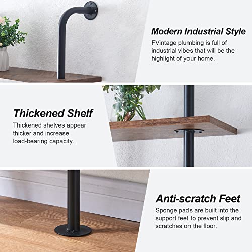 Hombazaar Bookshelf,10-Tier L Shaped Bookshelf, Industrial Double Wide Wall Mount Shelf, Modern Bookcase With Metal Frame And Wood, Wall Industrial Corner Pipe Shelf For Living Room And Office, Brown #TOP6