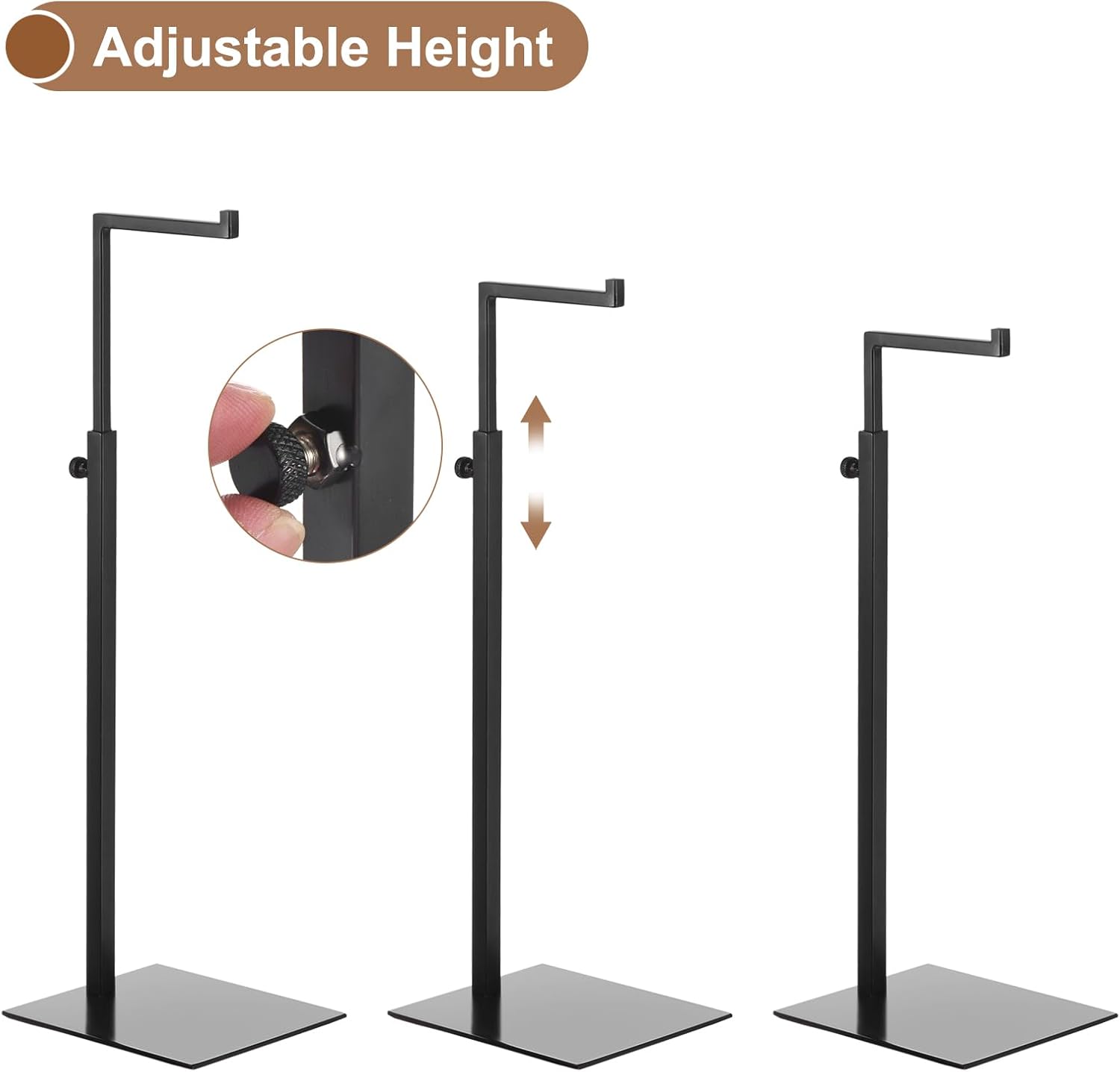 uxcell Purse Display Stand 1 Pack Adjustable Handbag Rack Stainless Steel Tabletop Single Hook Holder for Boutique Store - Black