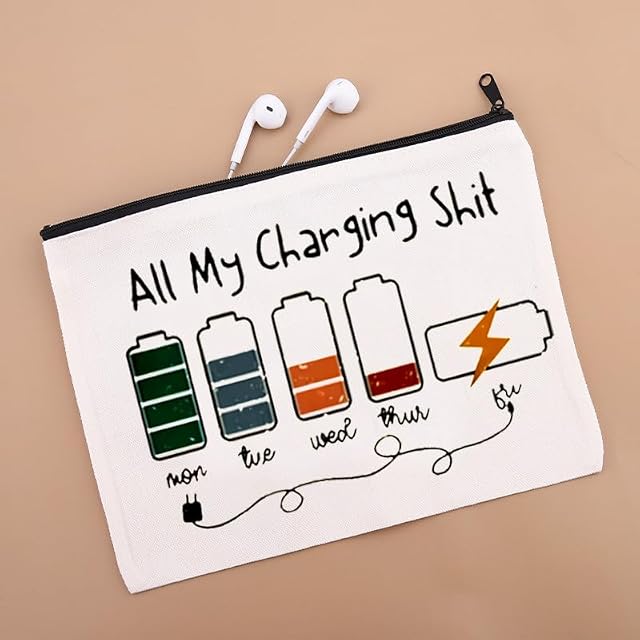 Weekly Charger Organizer Bag Daily Electronics Storage Pouch Portable Cable Management Case for Travel Home Office Tech Accessories