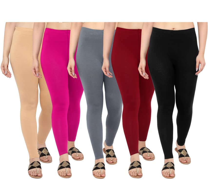 Image of NGT Cotton Lycra Ankle Length Leggings for Women Combo (Set of 6)