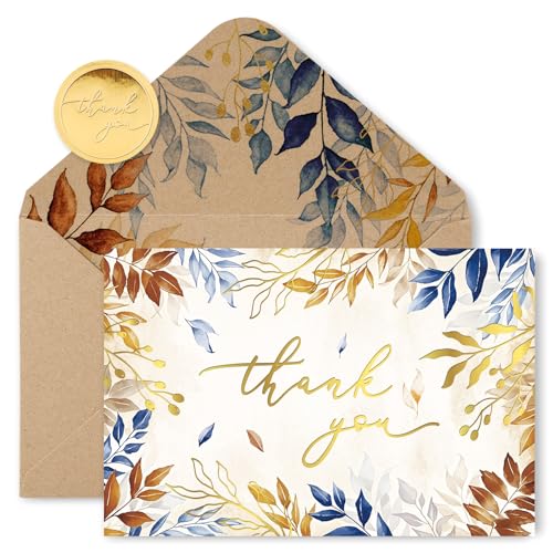 Cartes de remerciement avec feuille d'or Whaline pour une correspondance raffinée