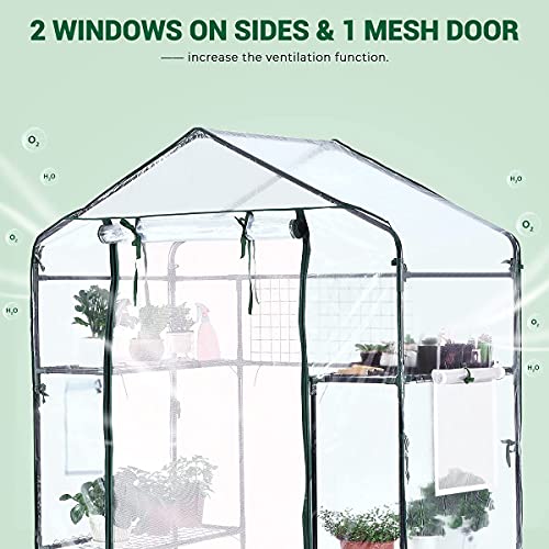 image for Quictent Mini Walk-in Greenhouse 3 Tiers 6 Shelves Plants Garden Green