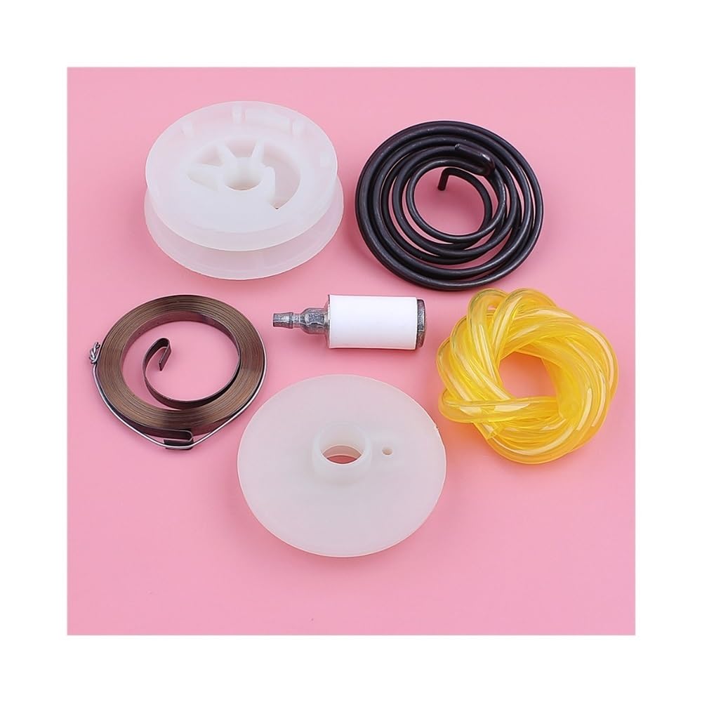 Kit de polea de Arranque retráctil, Filtro y Manguera Compatible con desbrozadoras 128LD, 128C, 128CD y 128R. Pieza de Repuesto.