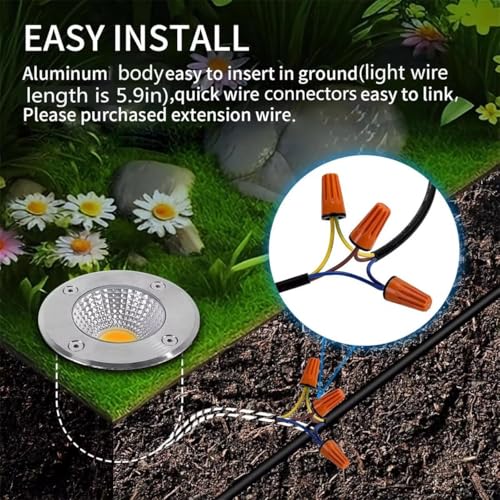 Image of AHUJA INTERNATIONAL Ground Burial Outdoor Path Light Stainless Steal Plate Aluminum Body 220V Direct IP65 Underground Light Buried Recessed Floor Outdoor Lamp (Warm White) 2 Year Warranty (9 Watt)