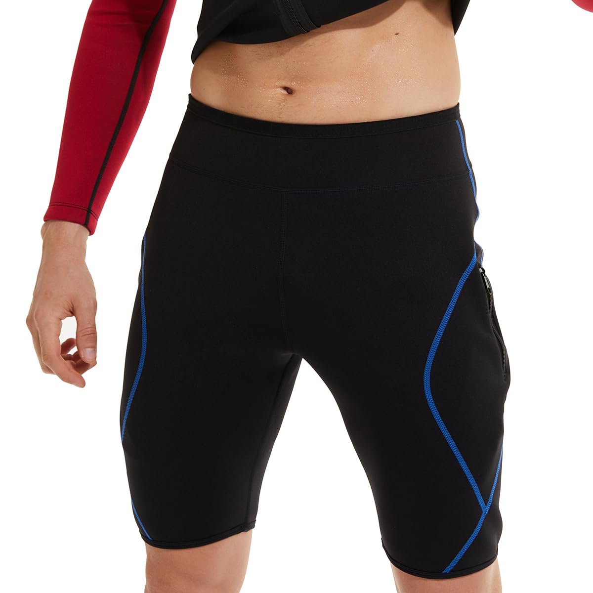 Sauna Sweat Shorts für Herren Neoprene Schlankheits Workout Thermo Shorts Schwitzhose Zum Abnehmen Saunaanzüge Bauchkontrolle Effekt Bauch Weg Sportleggins