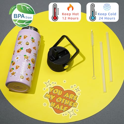Image of BJPKPK Insulated Water Bottle, 18oz Stainless Steel with Straw Lid