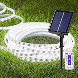 LUHLEE Solar LED Strip Lights, Upgrade Outdoor Rope Lights 8 Lighting Modes,IP65 Waterproof String Lights for Patio Yard Deck Porch Balcony Garden (White, 16.4 ft)
