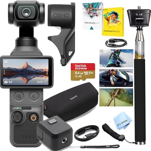 DJI Osmo Pocket 4 Value Bundle, 4K/240fps Vlog Camera, 3-Axis Sta...