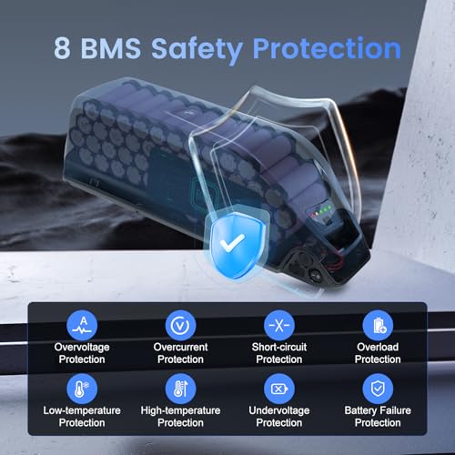 Image of Ebike Battery 36V, 20Ah Lithium Pack with BMS for 0-1500W Motor, Indicator Light, Safe Lock, USB Port, XT60 Plug 5pin Replacement Battery