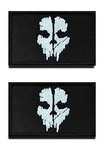 2 Stück Kompatibel mit Call of Duty der Schädel Moral bestickte taktische Militär Patches Badge Emblem Applikation für Kleidung Uniform Militärjacken Mützen Rucksäcke