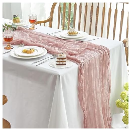 IVAPUPU 2 Pcs Cheesecloth Table Runner - 10ft Dusty Pink Boho Gauze Cheese Cloth Table Runners for Baby Shower Decoration Wedding Party Summer Garden Farmhouse