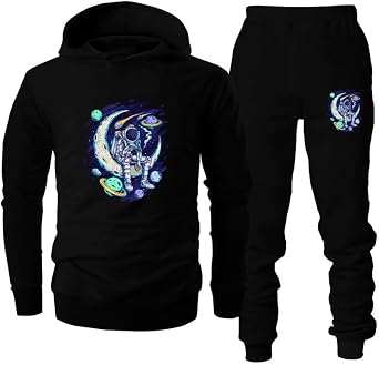 Mens Tracksuit 2 Piece Set - Graphic Hoodie Sweatsuits Athletic Jogging Pullover Hoodies Sweatshirt and Sweatpants