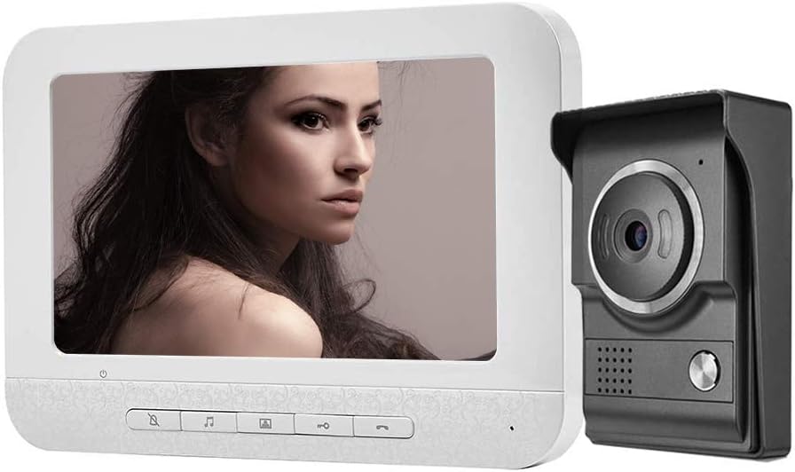 Video Intercom,Video Doorbell Wired,7 Inches Wired Video Door Phone Intercom System Kit 1-Camera 1-Monitor Support Night Vision,Unlock and Intercom for Home Office Apartment