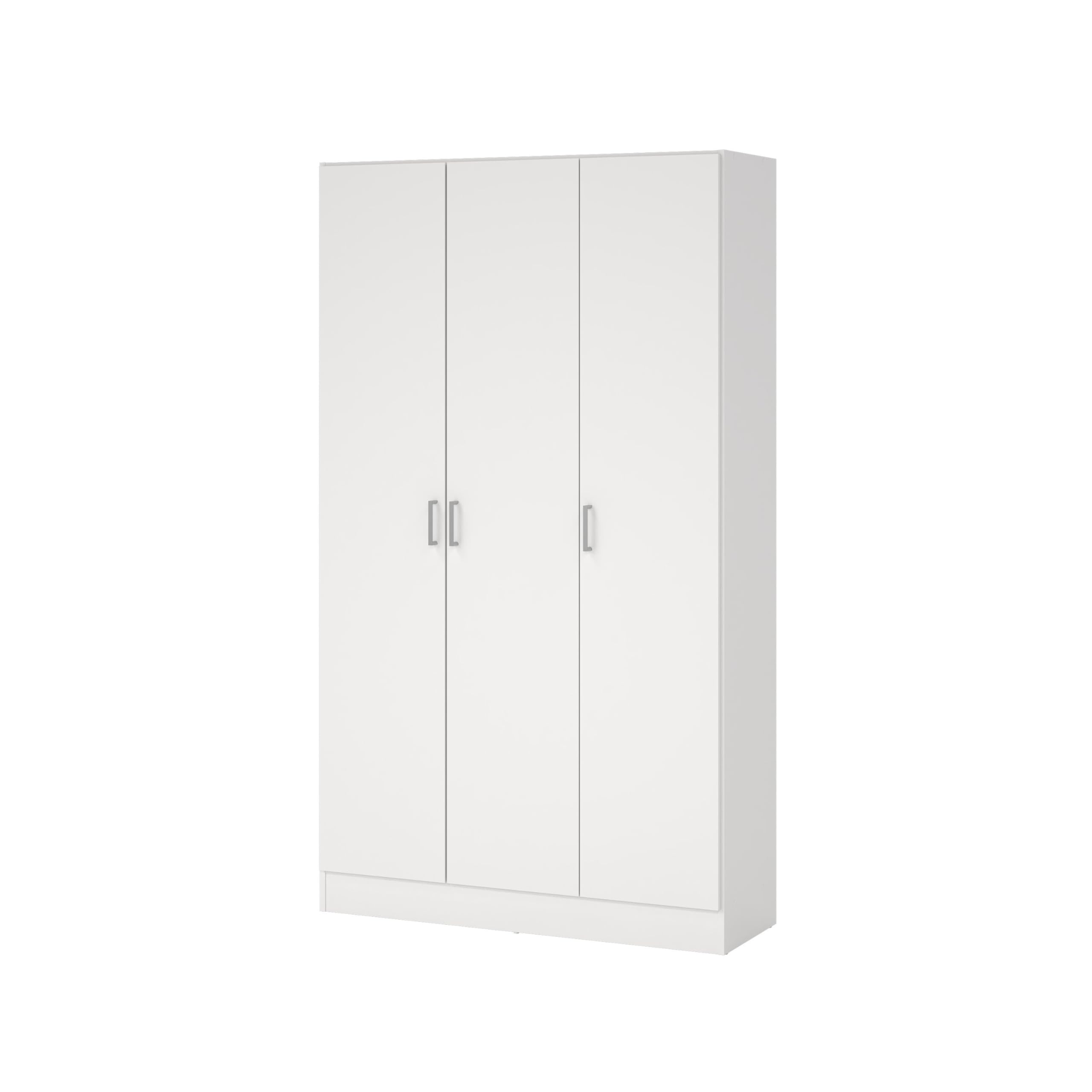 Dmora - Armadio multiuso grande Beaumont, Guardaroba ausiliario a 3 ante, Scarpiera con ripiani, Mobile porta scope, 109x37h180 cm, Bianco