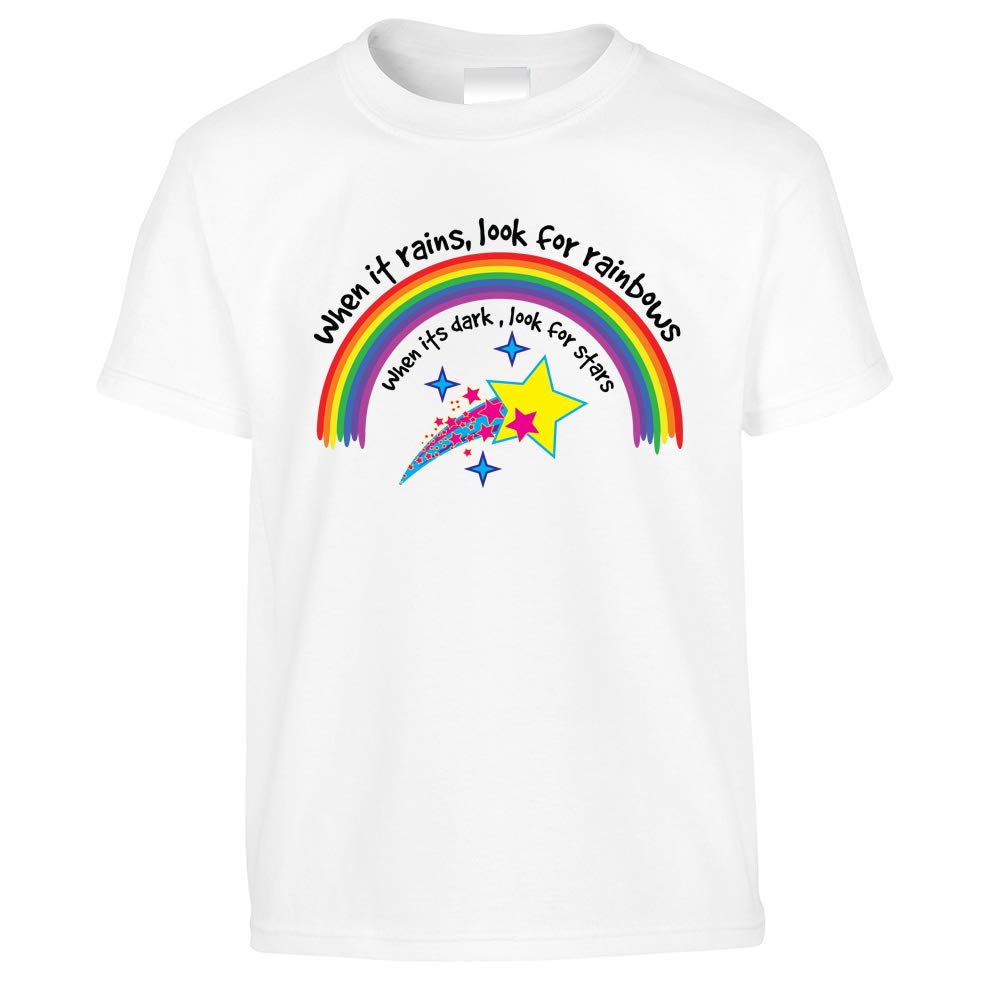Inspirational Kids T Shirt When It Rains, Look for Rainbows