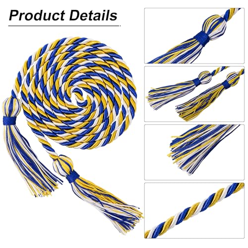 Image of GraduationMall Graduation Honor Cord 68 inch RoyalGoldWhite