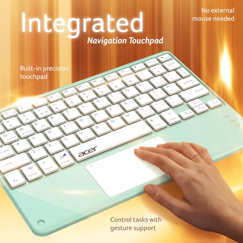 Image of Acer Nano Pad Touch Wireless Keyboard with Built-in Touchpad | Bluetooth Multi-Device Support | 280mAh Rechargeable Battery | Ultra-Slim Portable Design for Windows, Android, iOS & Mac | Green