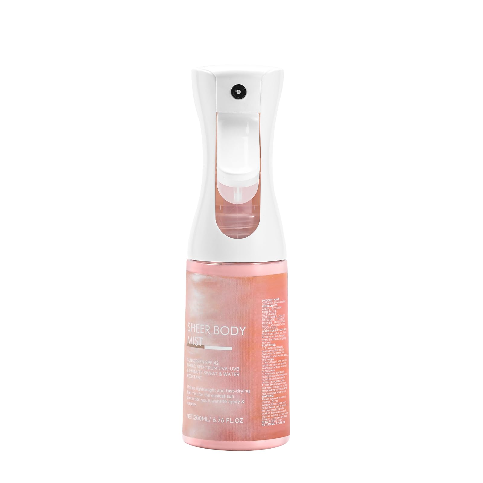 Sunglaze Sheer Body Mist Sunscreen Lightweight Spray Broad-Spectrum UV Protection Hydration For Active Lifestyles Sensitive Skin Ideal for