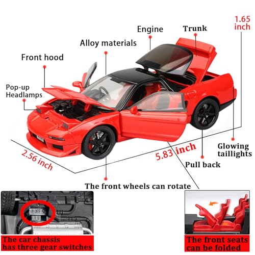 Vehículo de juguete modelo NSX NA1 metal 1:32 rojo miniatura 4
