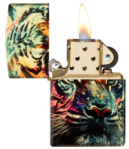Encendedor Zippo Painted Tiger Diseño Latón Mate miniatura 4