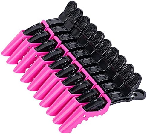 Hair Clips for Women by HH&LL Wide Teeth & Double-Hinged Design Alligator Styling Sectioning Clips of Professional Hair Salon Quality 10Pack (Rose Red)