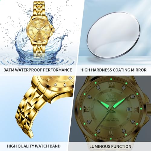Image of OLEVS Watch Women Two Tone Watches for Women with Date Dress Womens Watches for Small Wrists Luxury Easy Read Women's Watch Waterproof Blue /Black /Gold /Silver Dial Reloj para Mujer