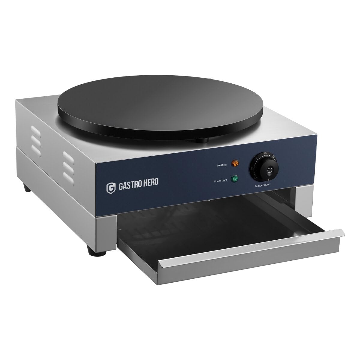 GastroHero Elektro-Crêpes-Eisen, Kochplatte Ø 40 cm, Edelstahl CR140E
