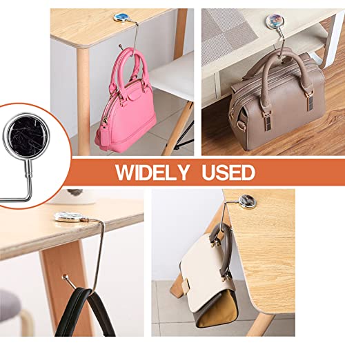 Image of AUHOKY 6Pcs Portable Purse Hook Handbag Hanger for Table, Fashionable Long Handbag Bag Holder Under Counter, Christmas Stocking Holders Mantel Hooks for Women Girls Bags Storage(6 Marble Patterns)