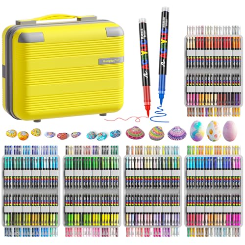 360 Colors Acrylic Paint Markers Soft Brush Tip, Water-Based Paint Pens with Automatic Ink Control System, Odorless, Waterproof, Quick-Dry, Lightfast, for Rock Painting, Canvas, Wood, Egg & DIY Crafts