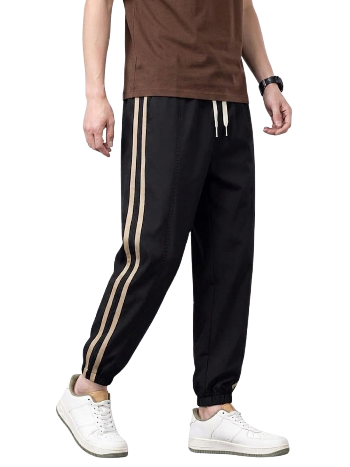 leriya fashion Men's Cotton Joggers with Side Stripe, Casual Sweatpants, Relaxed Fit Streetwear Trousers for Outdoors-picture-54
