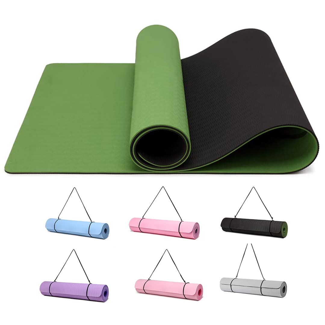 Narwhal Mata do jogi z termoplastycznego elastomeru poliestrowego o grubości 6 mm, mata gimnastyczna z paskiem do noszenia, lekka mata do fitnessu, jogi, pilatesu, treningu w domu i na zewnątrz, 183 x