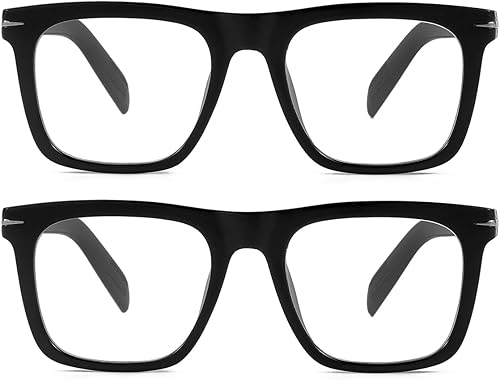Miniatura 2 de NIDOVIX Lentes de bloqueo de luz azul cuadrados de moda para hombres y mujeres, lentes de computadora sin receta con marco de moda (negro y negro)