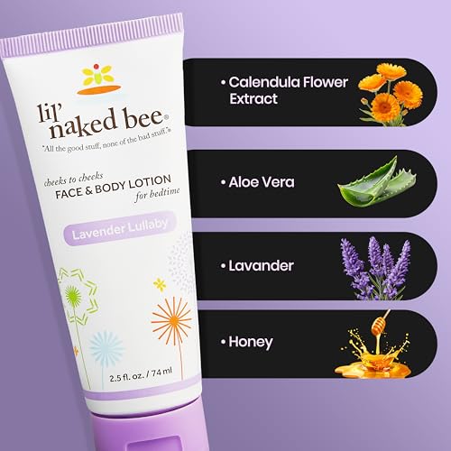 Image of Lil Naked Bee Baby Lotion for Kids (2.5oz) Lavender Lullaby Cheeks to Cheeks Face & Body Lotion for Hydrating & Moisturizing Skin