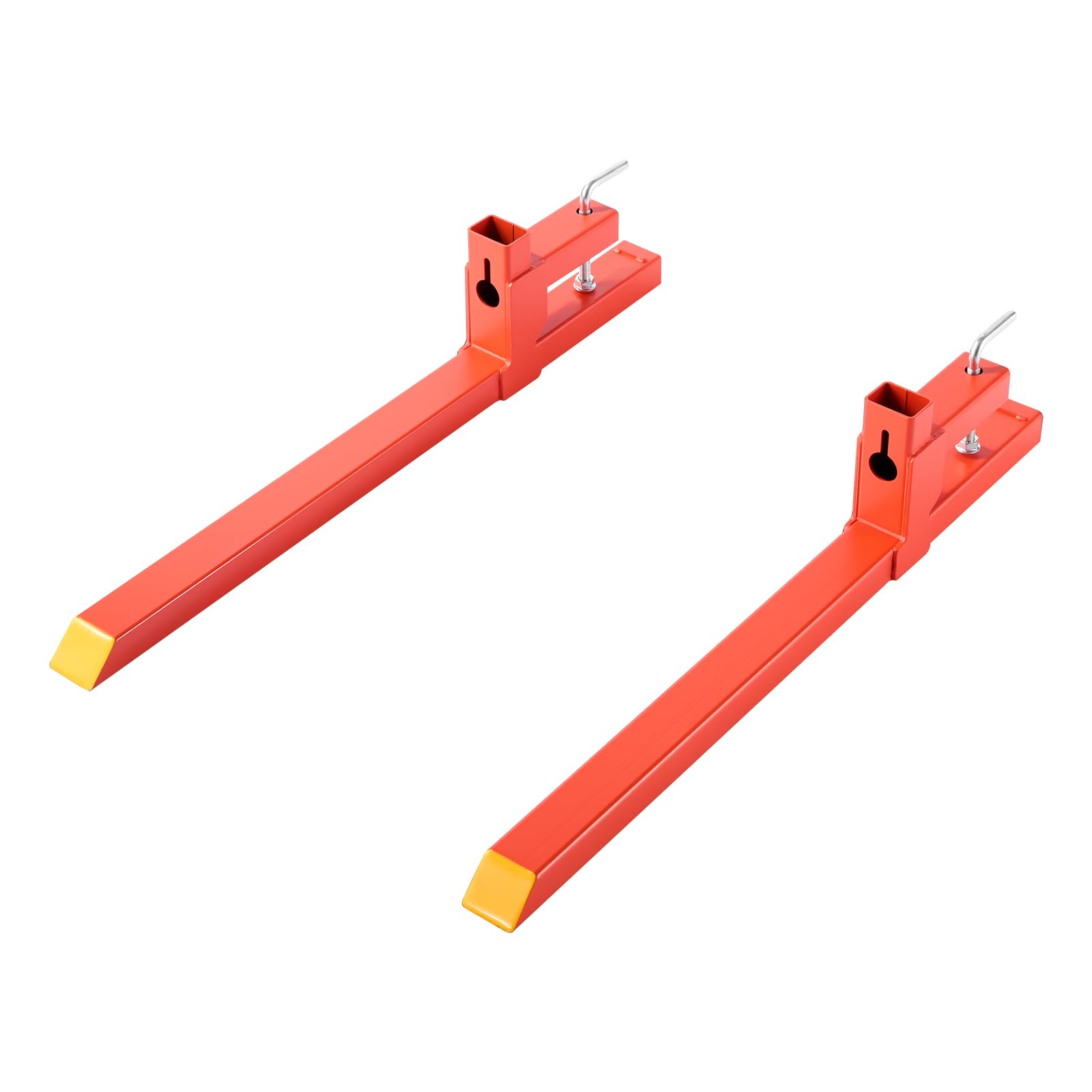 VEVOR Abrazadera de Horquillas de Tractor 907 kg, Horquillas de Palé Longitud Total de 109 cm, con Barra Estabilizadora, Alta Resistencia, para Pala Cargadora, Minicargadora, Tractor, Naranja