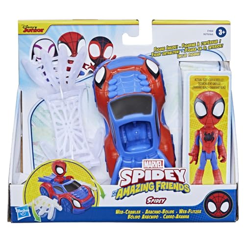 Hasbro Spidey and His Amazing Friends Set Figurine et véhicule Spidey Assortis, Couleur Noire (Dimasa F7454)
