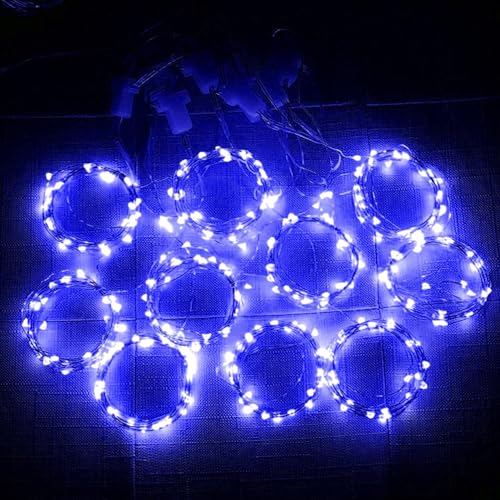 Image of MIRADH 300 LED Fairy Curtain String Lights - USB Powered Remote-Controlled Backdrop, Warm Ambience for Diwali, Navratri, Christmas & New Year Decor (Blue)