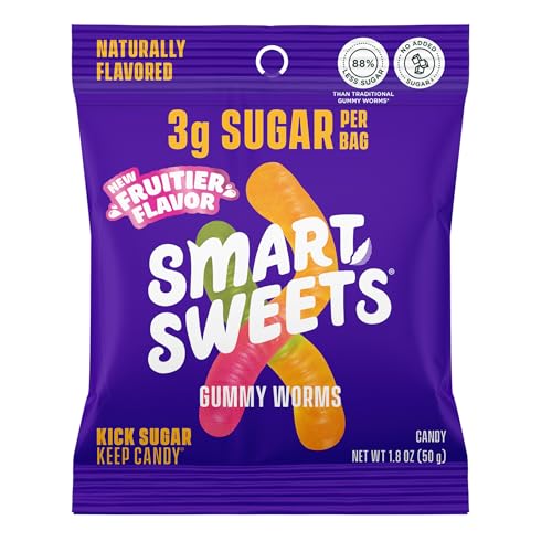 SmartSweets Gummy Worms Low Sugar Gummy Candy: 1.8oz (Pack of